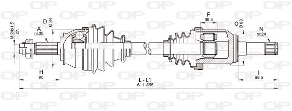 OPEN PARTS Piedziņas vārpsta DRS6340.00